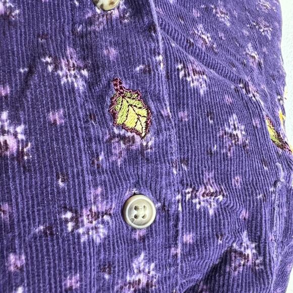 Vtg Looney Tunes Tweety Bird Shirt 22W-24W Women Corduroy 3X Purple Floral Y2K - Picture 7 of 11